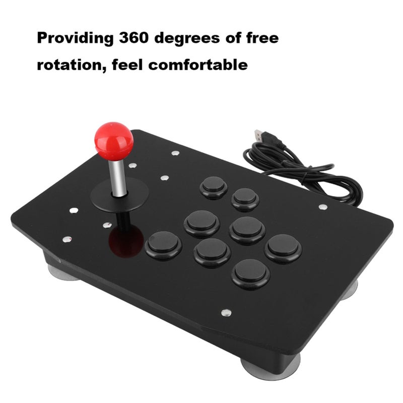 fosa Stick Joystick Game Controller, USB Rocker Controller With Fixed Large Suction Cup, 3D Card type Buttons Classic Controller Board Stick Joystick - Image 5